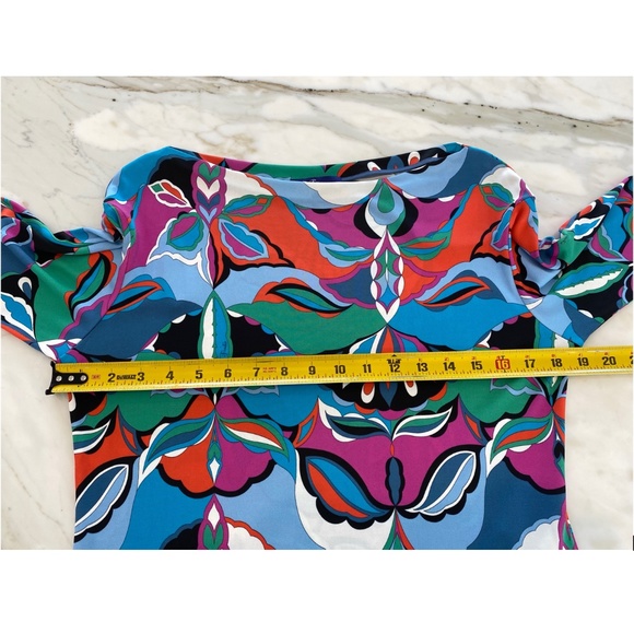 EMILIO PUCCI BLUE MULTI PRINT DRESS SIZE US 12 / IT 46 NWOTS! - Picture 8 of 16